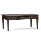 Dark Tobacco Brown Coffee Table with Storage Drawer