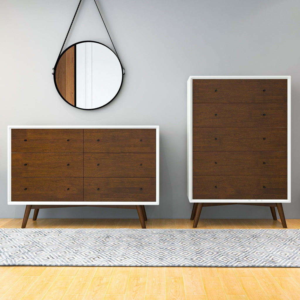 6-Drawer Dresser with Spacious Storage - Dark Brown / White