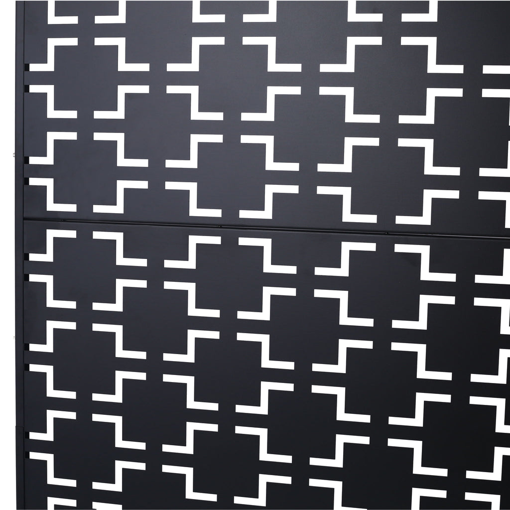 Freestanding Metal Privacy Screen with Durable Construction - Black