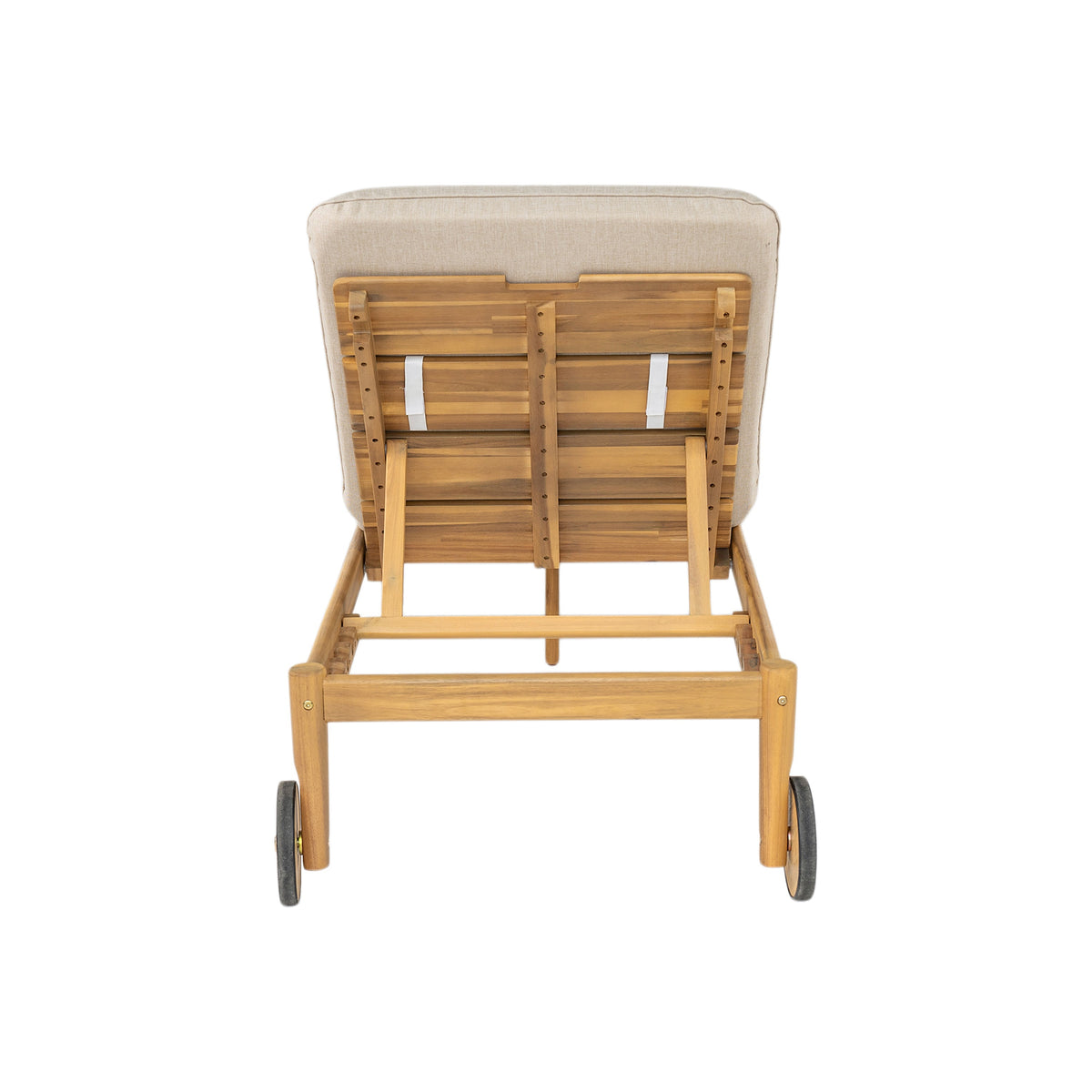 Riviera Outdoor Chaise Lounge with Wheels, Acacia Wood Frame - Natural (Set of 2)