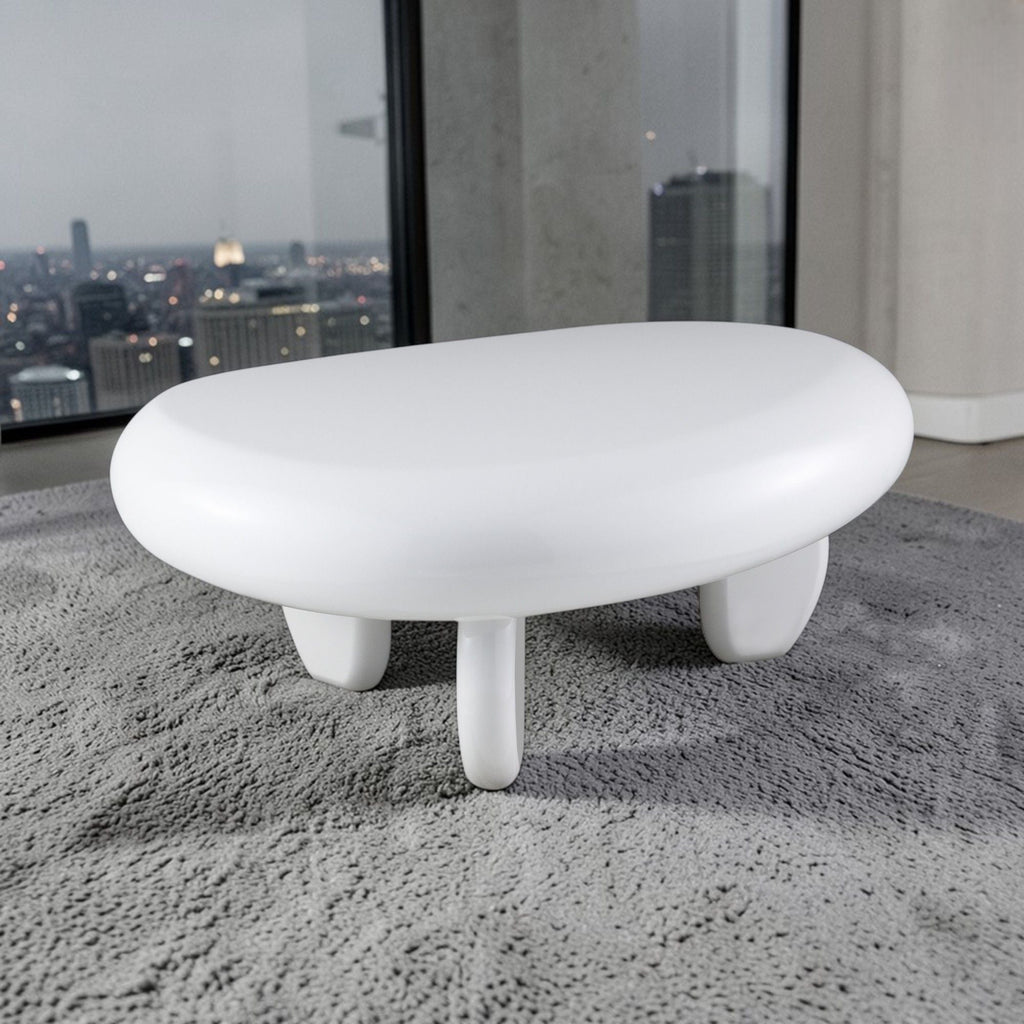 High Gloss End Table with Durable Synthetic Wood - White