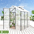 Windproof Greenhouse with Raised Base - Polycarbonate Panels - Black