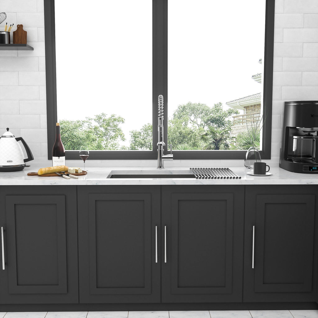 Modern Undermount Stainless Steel Kitchen Sink 16 Gauge, Deep Single Bowl - Gray