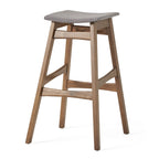 Mid Century Modern Bar Stool Set with Upholstered Seating - Beige or Dark Gray