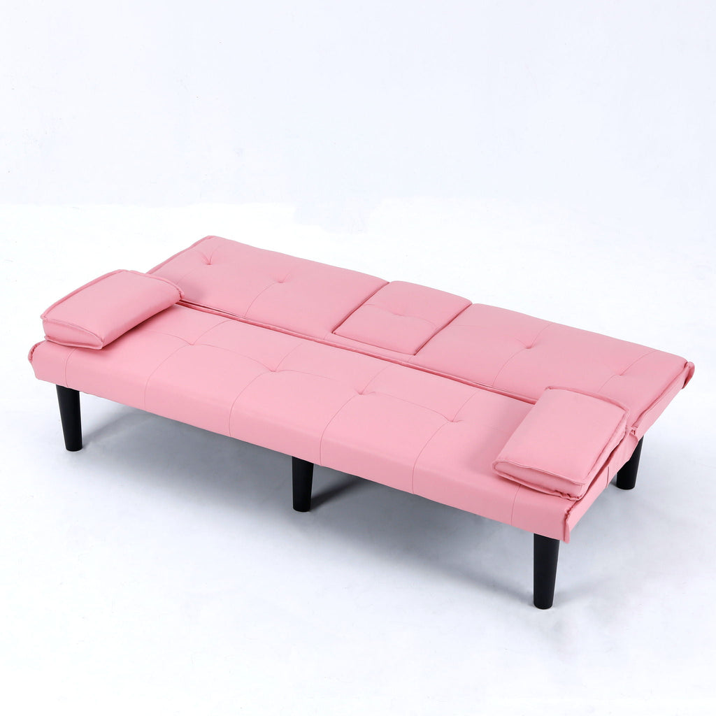 Foldable Sofa Bed with Cup Holder and Solid Wood Frame - Multiple Colors