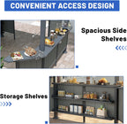 9x10FT Hardtop Grill Gazebo with Storage Shelves - Steel