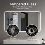Wall Mounted LED Lighting Mirror with 3-Color Dimmable Light - Silver