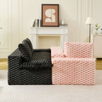 Multifunctional 4-Seater Stationary Sofa with Adjustable Layout - Pink & Black