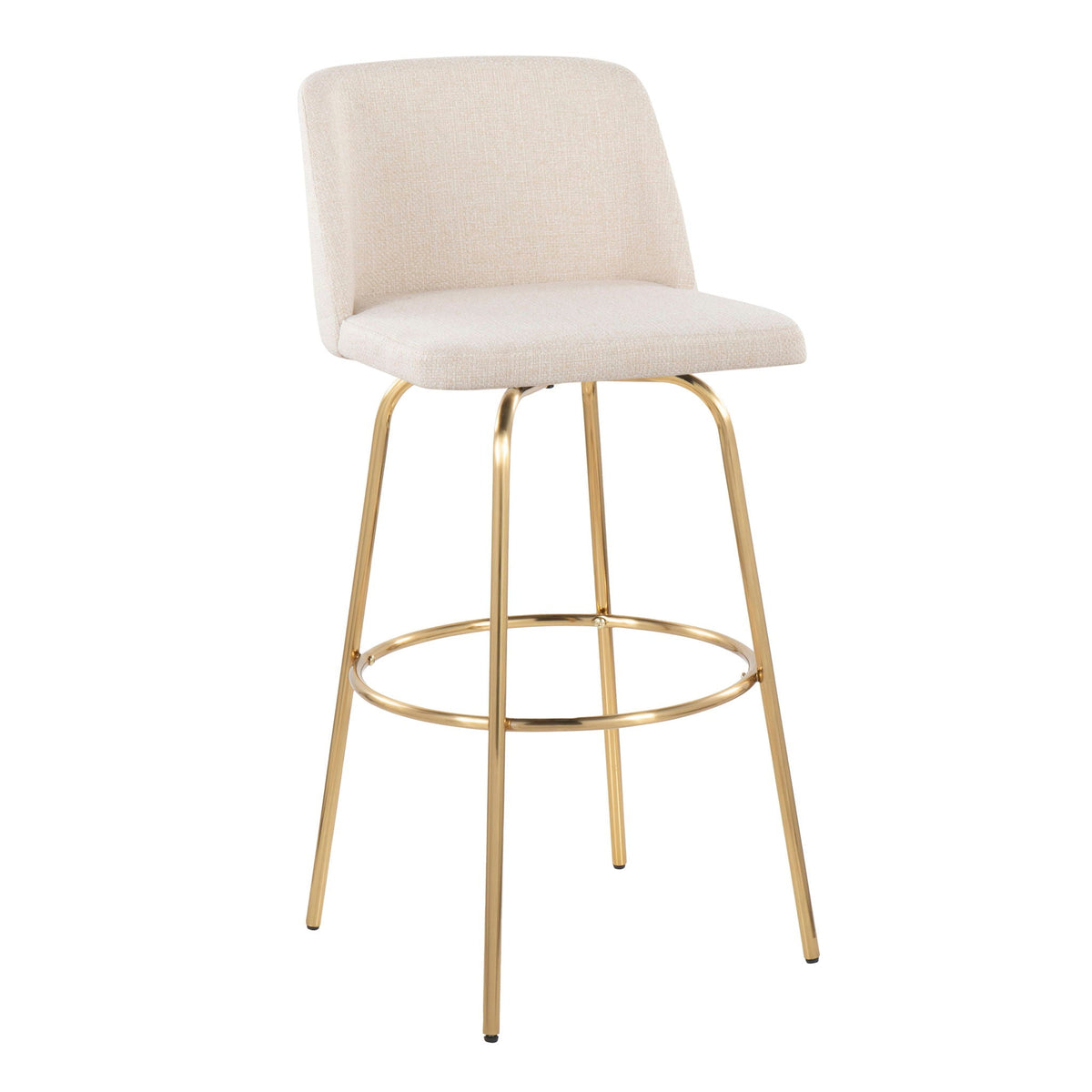 Contemporary Swivel Barstool Set with Round Footrest - Multiple Colors