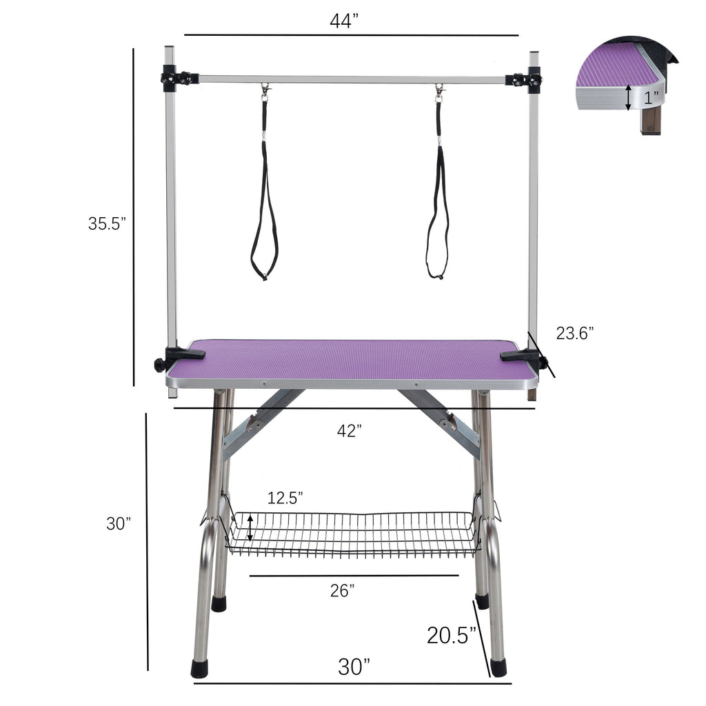 Folding Pet Grooming Table with Adjustable Arm - Multiple Colors