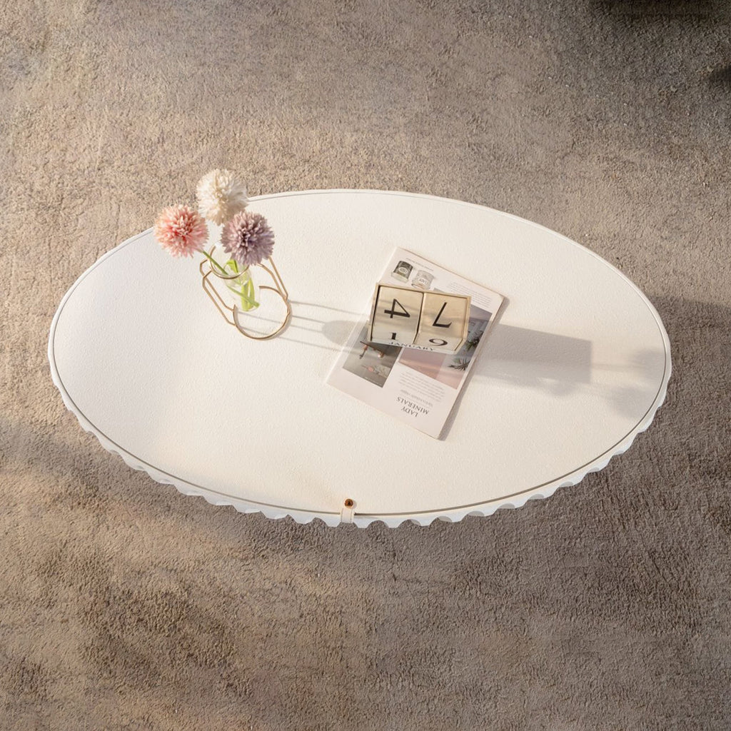Fluted Storage Table with Lift-Off Lid - Cream White