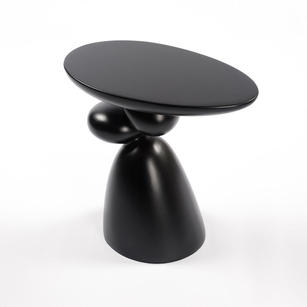 Lucky Stone Shaped Table with Sculptural Base – White, Black, or Gray