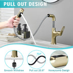 Tall Pull Down Vessel Faucet with Dual Spray Modes - Gold or Black