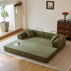 78.8" Compression Sofa - Convertible Floor Sofa Bed with Plush Fabric - Green