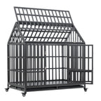 Heavy Duty Dog Crate with Lockable Wheels - Black