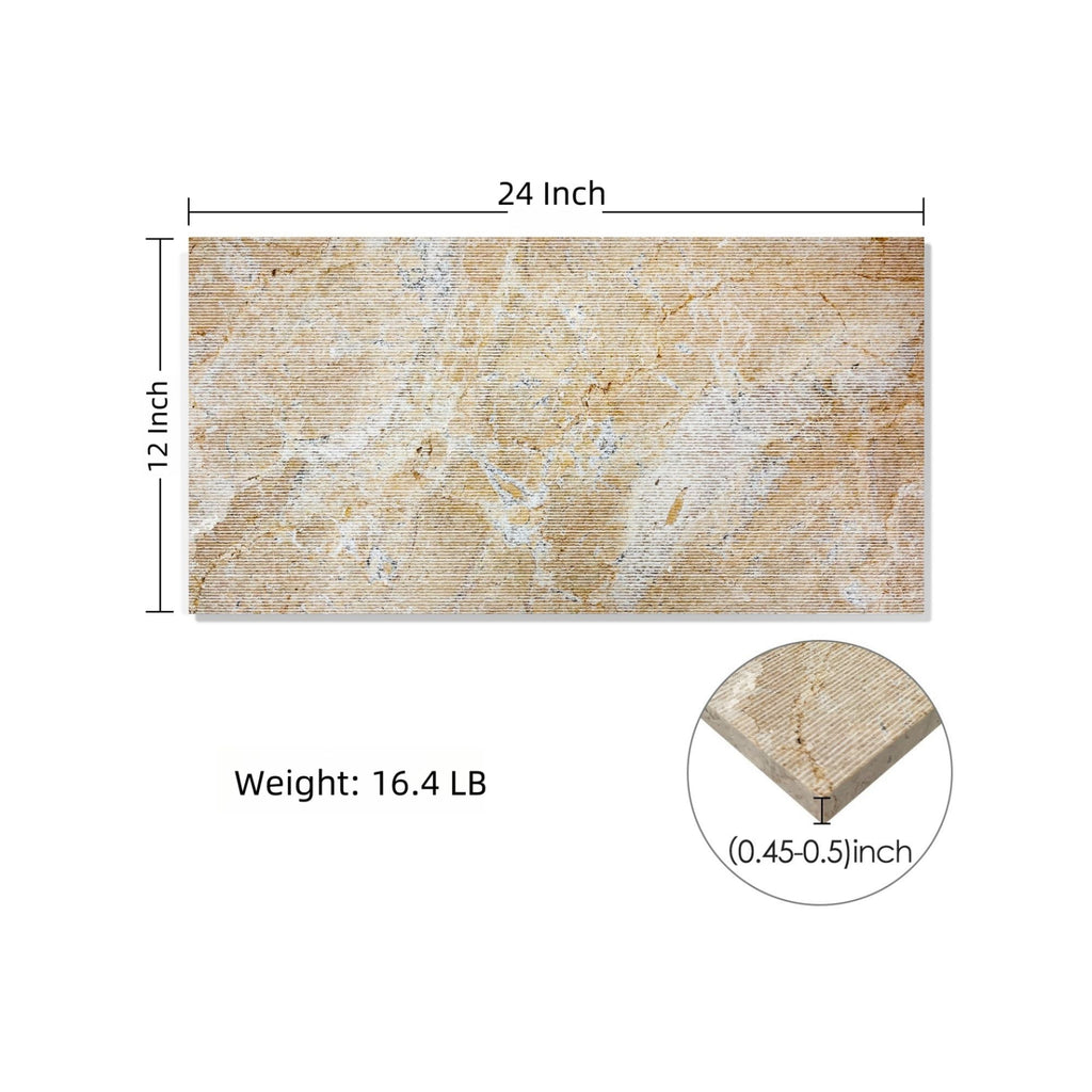Textured 3D Decorative Tiles with Polished Marble Surface - Yellow, Gray, or White
