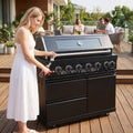 43-Inch Stainless Steel BBQ Grill with Soft-Closing Hinges - Black