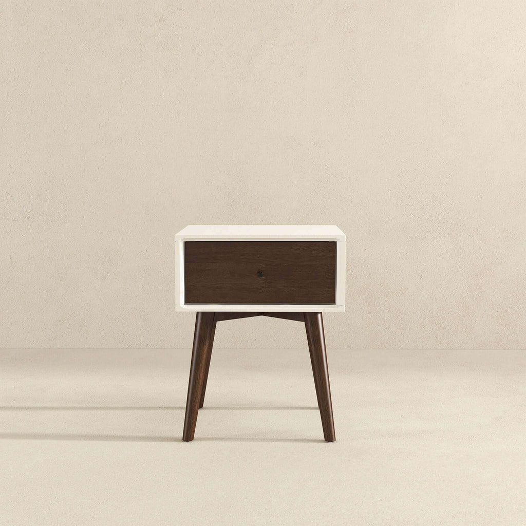 Modern Design Night Stand with Solid Wood Construction - Dark Brown or White