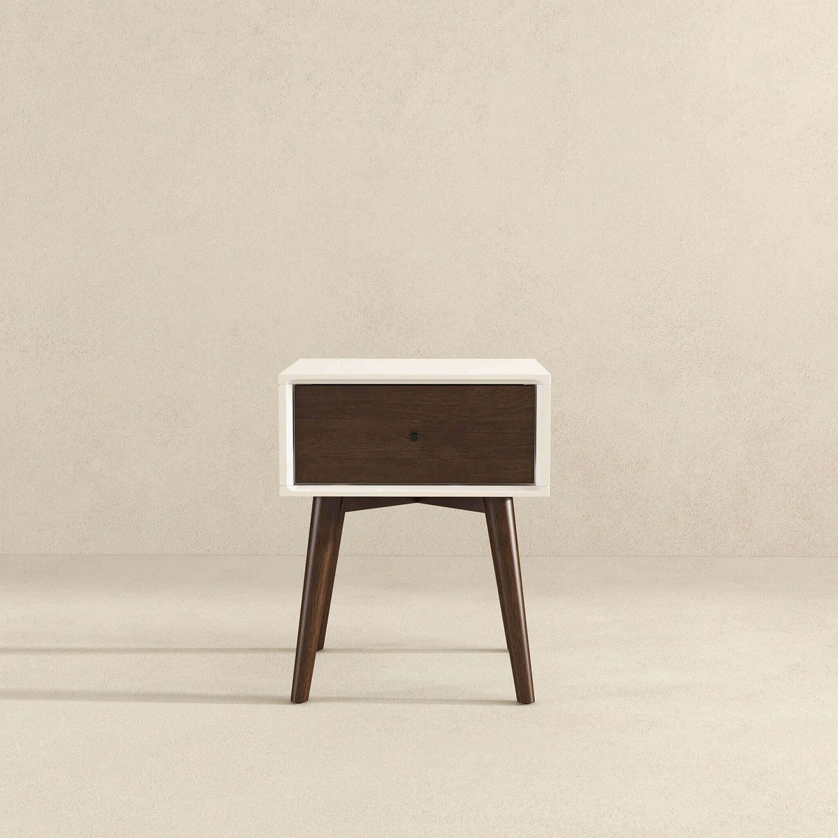 Modern Design Night Stand with Solid Wood Construction - Dark Brown or White