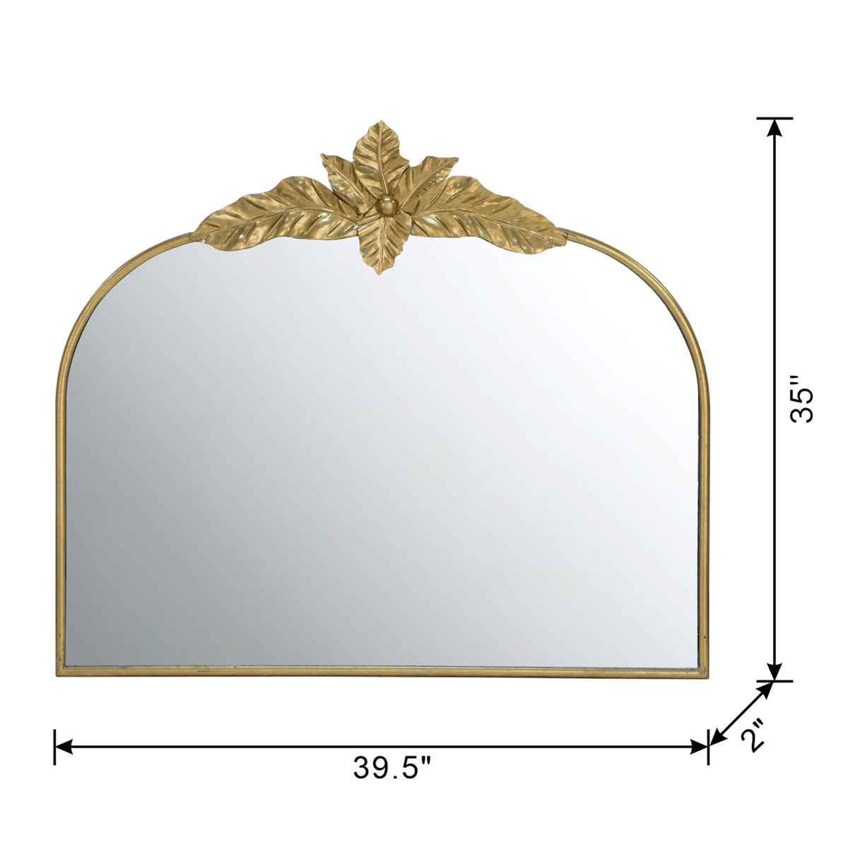 Gold Arched Wall Mirror with Metal Frame - Decorative Accent