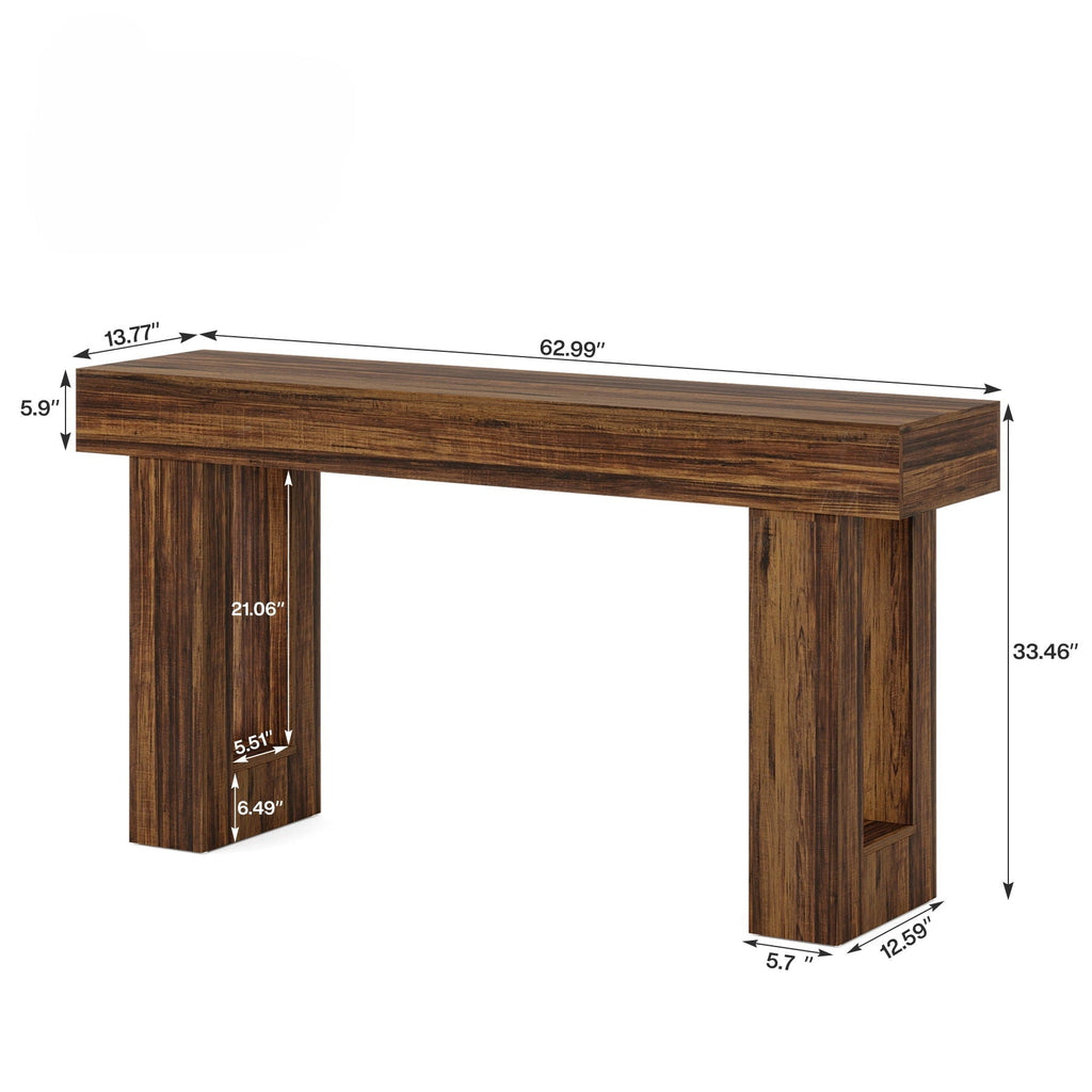 Extra Long Narrow Console Table with Open Storage Shelf - Dark Brown, Light Brown, or Dark Gray