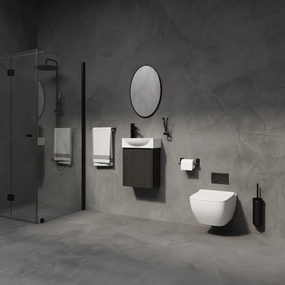 Modern Bathroom Vanity with Ceramic Basin and Storage Cabinet - Light Brown, Black, or White