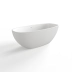Matte White Freestanding Soaking Bathtub with Ergonomic Design - Solid Surface