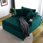 Green Comfort Bearing Stationary Sofa with 2 Pillows and 1 Backrest
