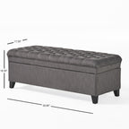 Gray Fabric Storage Ottoman Bench with Hidden Storage - Juliana