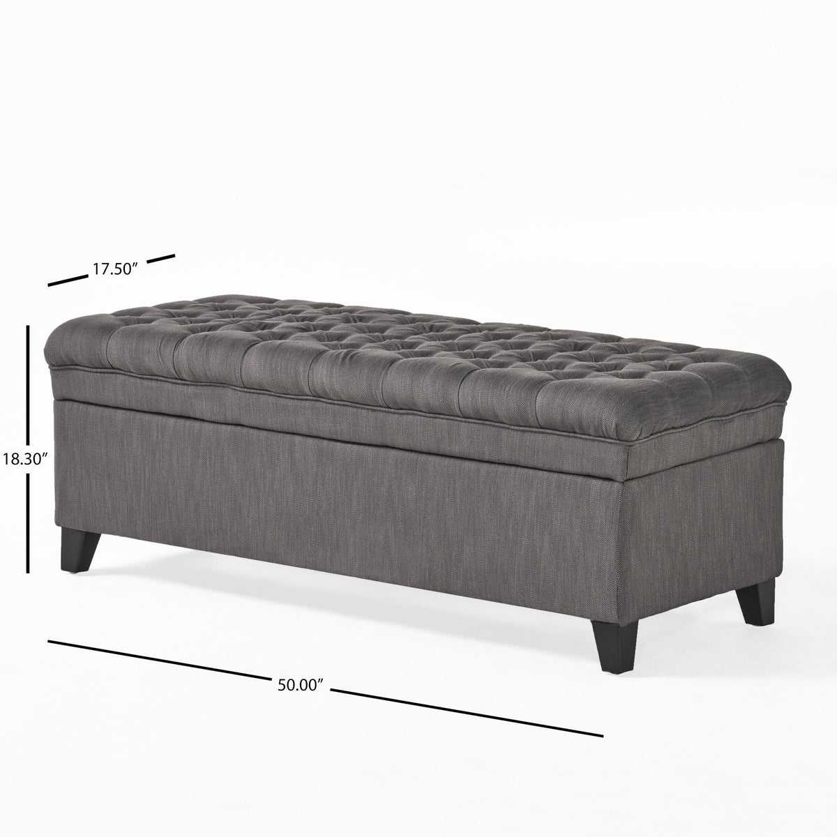 Gray Fabric Storage Ottoman Bench with Hidden Storage - Juliana