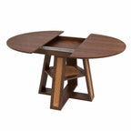 Extendable Round Dining Table for 4-6 with Storage Shelf - Particle Board