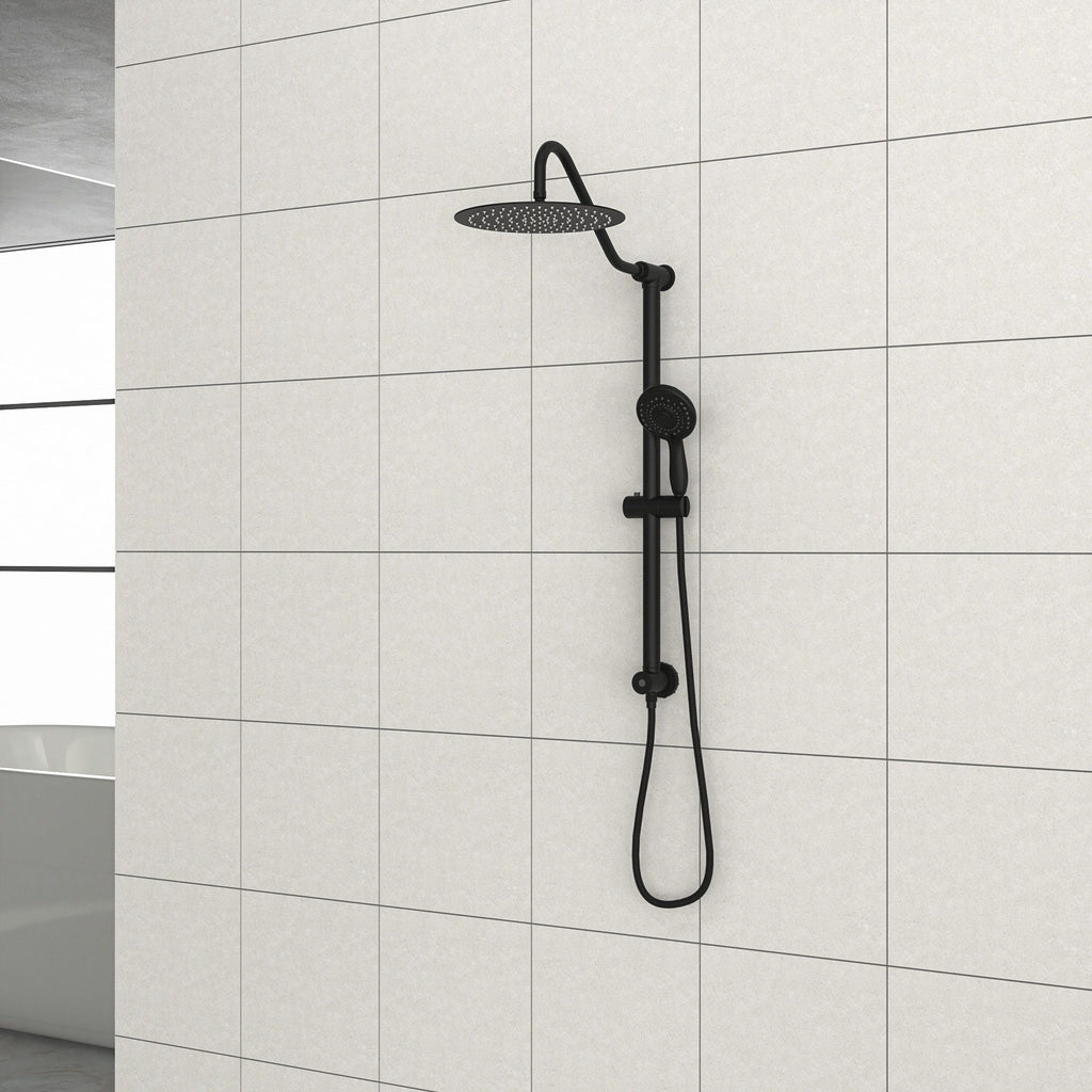 Shower System with 5 Function Rain Hand Shower and Slide Bar Combo - Pearl Silver, Gray, or Black
