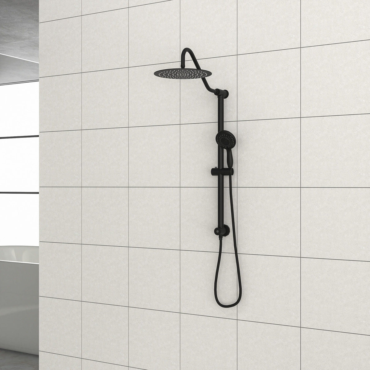 Shower System with 5 Function Rain Hand Shower and Slide Bar Combo - Pearl Silver, Gray, or Black