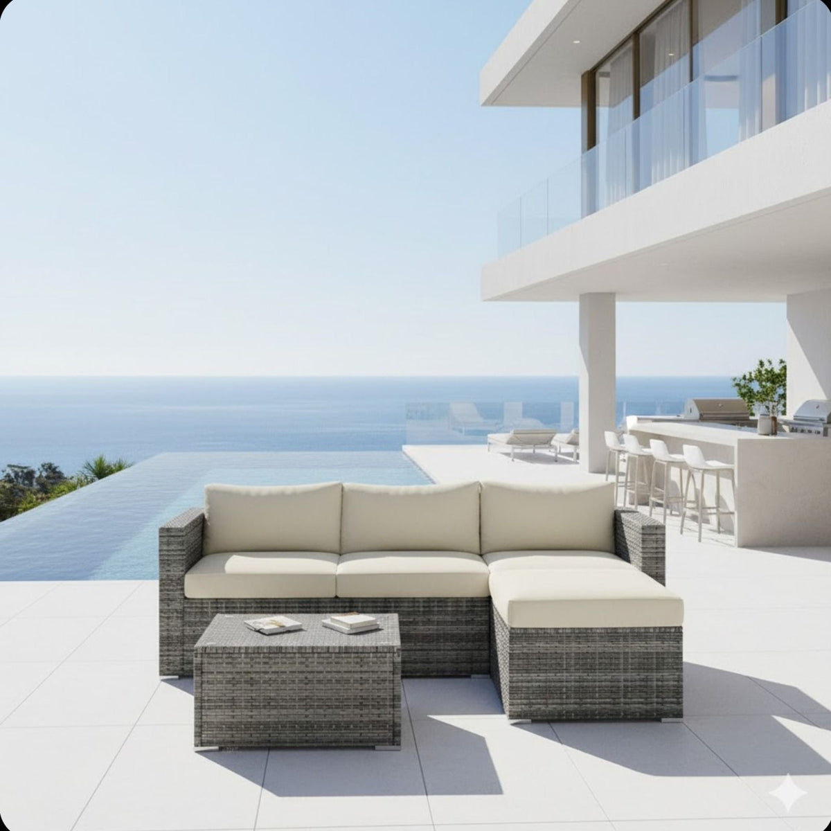 Modern Patio Set With Coffee Table - Weather-Resistant Frame - Multiple Colors