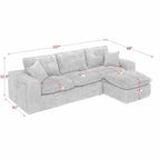 Sectional Sofa with Moveable Ottoman and Modular Design - Multiple Colors