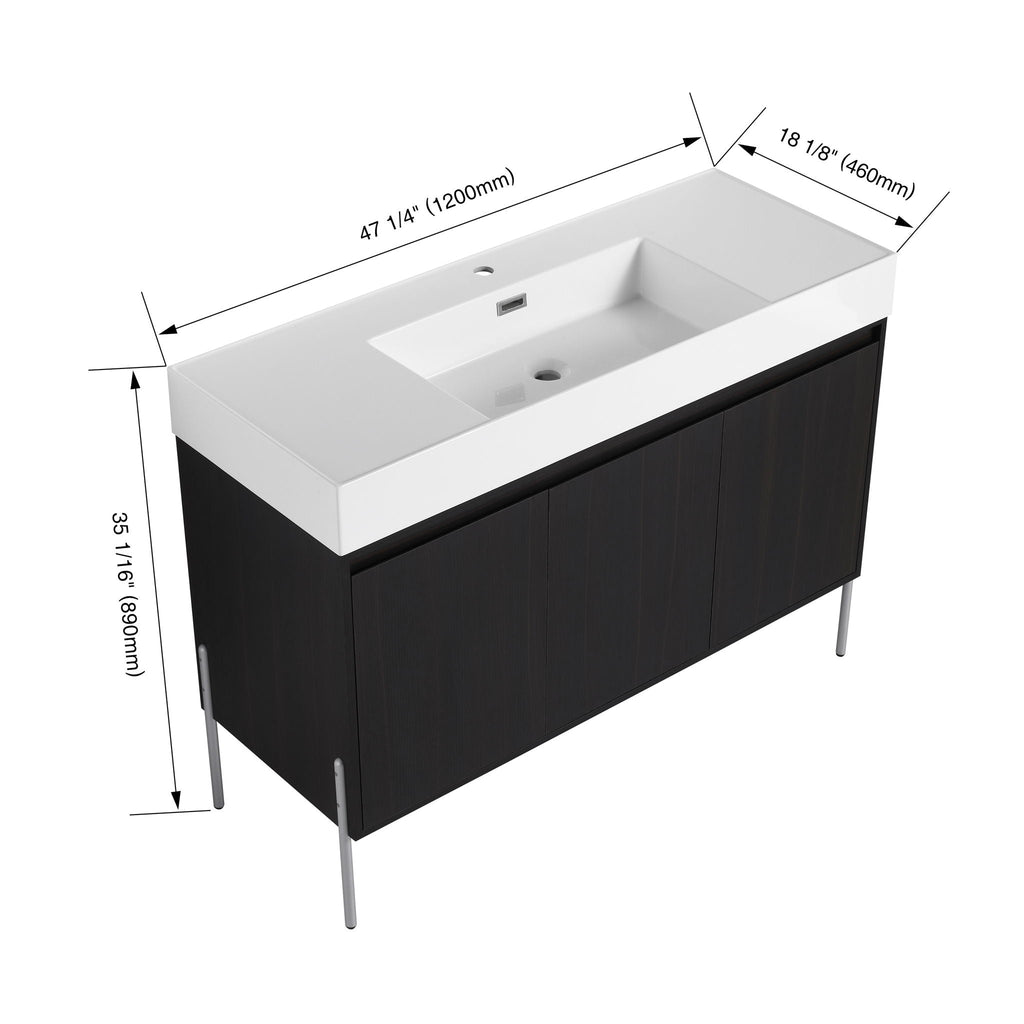 Freestanding Bathroom Vanity With Resin Sink And Storage Cabinet