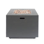 Outdoor Iron Square Propane Fire Pit with 50,000 BTU - Brushed Brown
