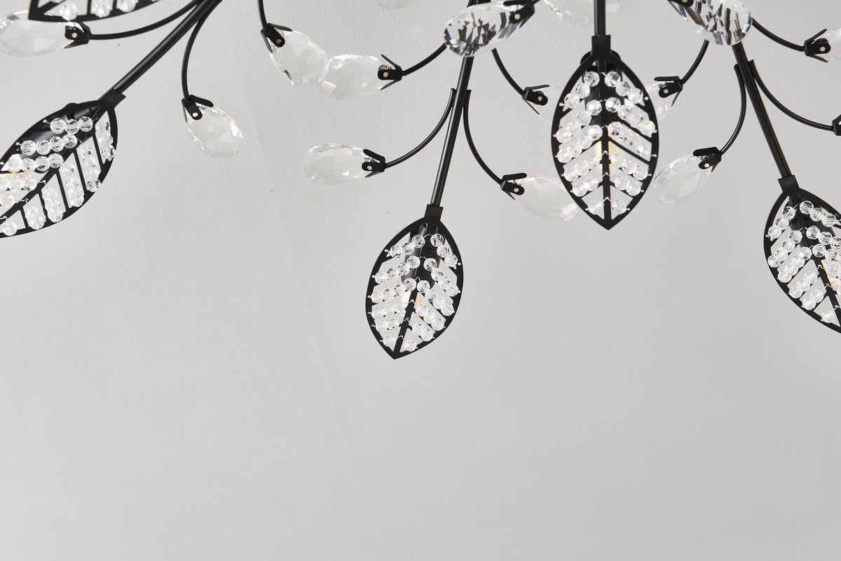 15-Light Chandelier with Crystal Accents - Matte Black