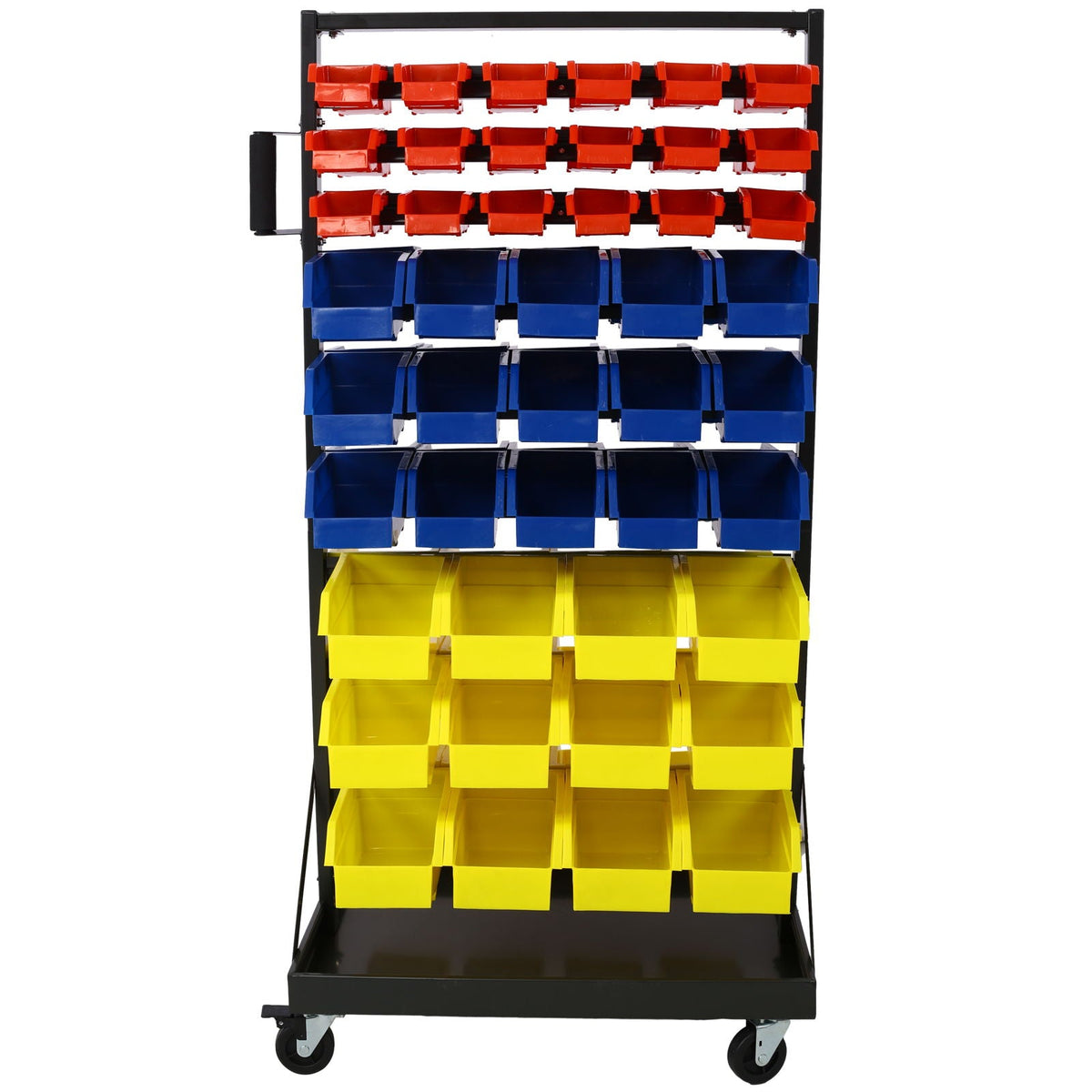 90 Parts Bin Shelving Storage Organizer with Locking Wheels - Black/Yellow