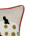 Embroidered Halloween Pumpkin Pillow with Polka Dot Linen – Multicolor