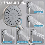 Wall Mounted Shower Set with High Pressure 10" Rain Head & 5-Function Handheld - Gold or Pearl Silver