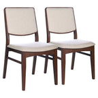 Beige Linen Dining Chair Set of 2 with Padded Seat - Skylar