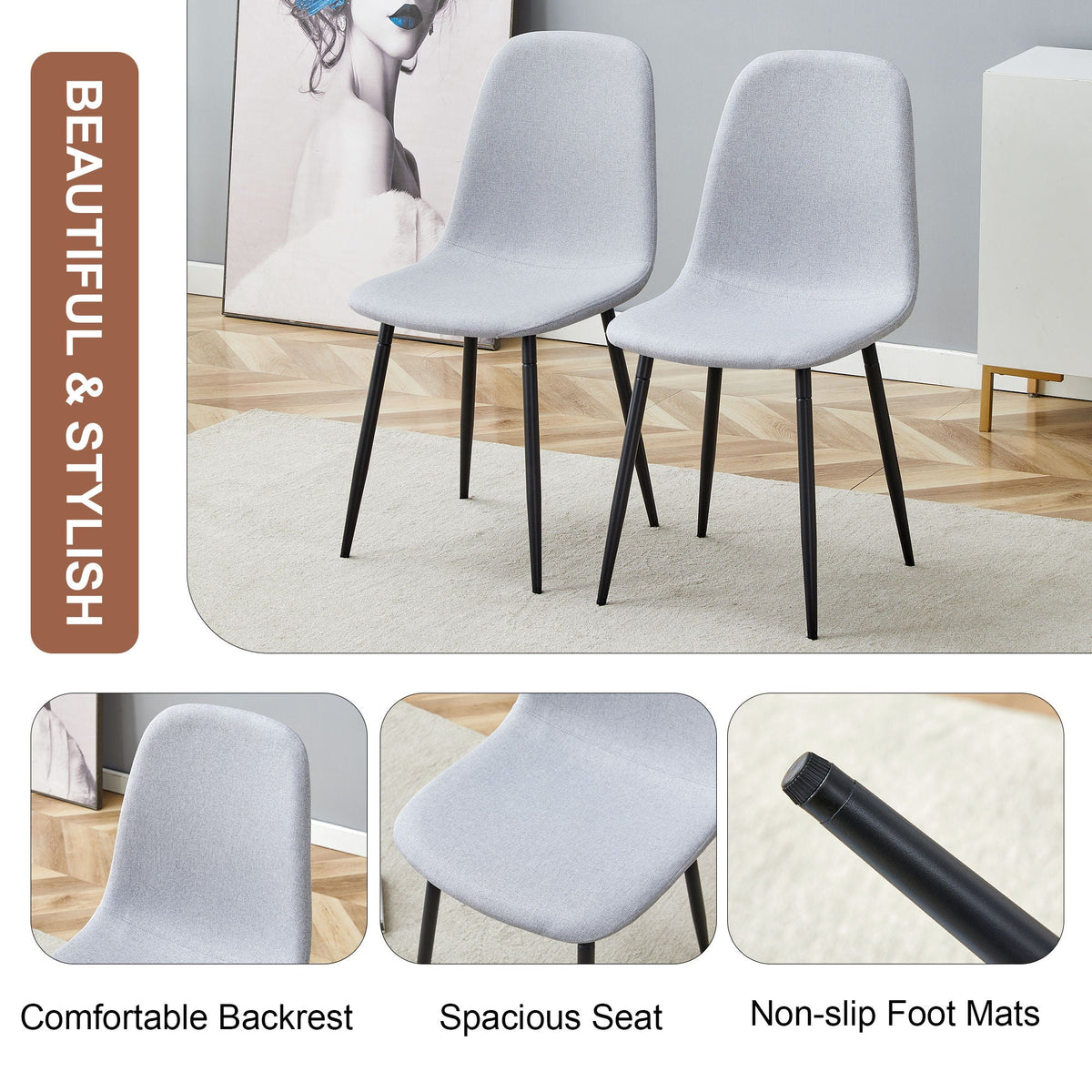 Modern Medieval Style Cushioned Side Chairs Set