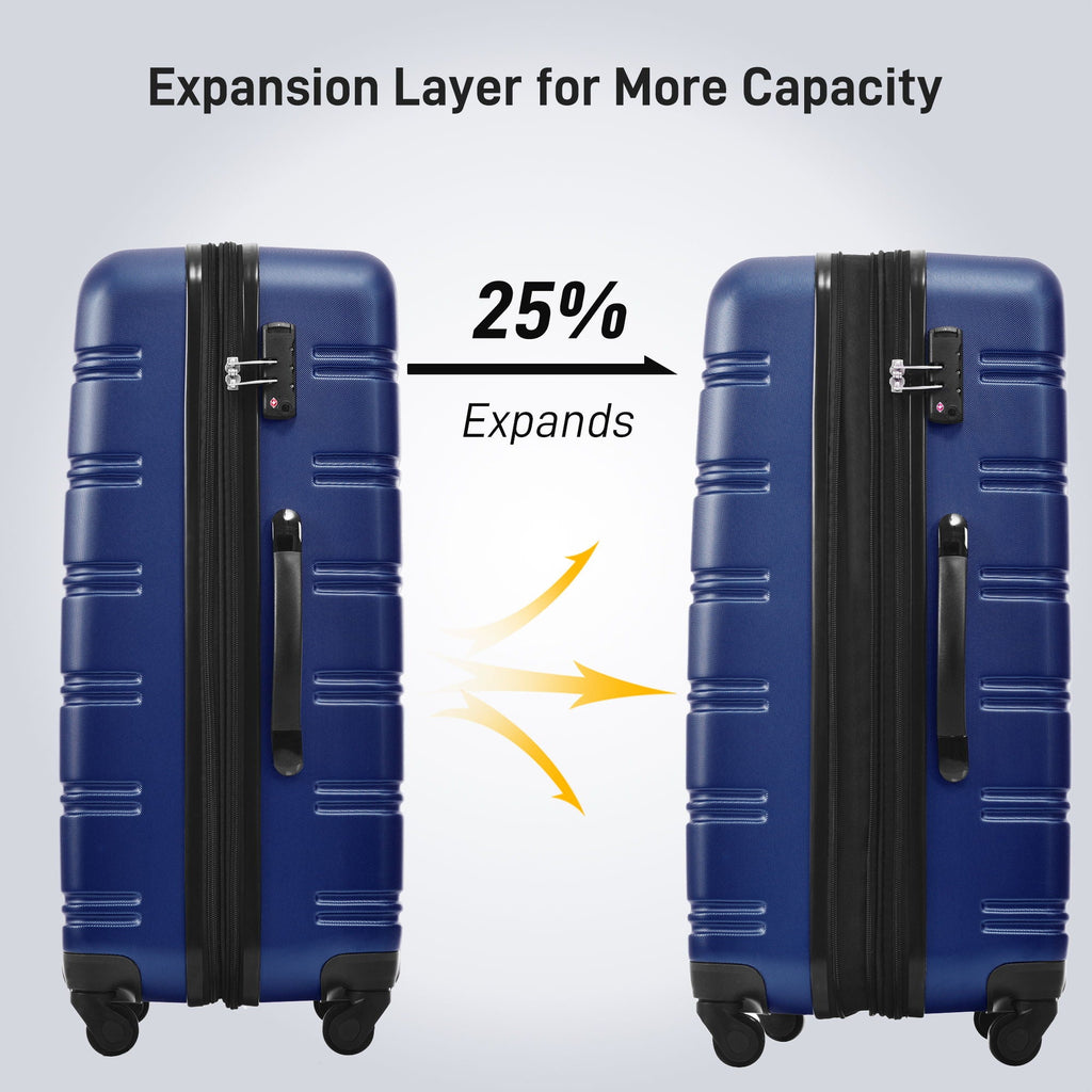 3 Piece Hardside Spinner Luggage Set with TSA Lock - Blue, Purple, Pink, Beige