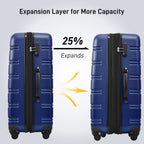 3 Piece Hardside Spinner Luggage Set with TSA Lock - Blue, Purple, Pink, Beige