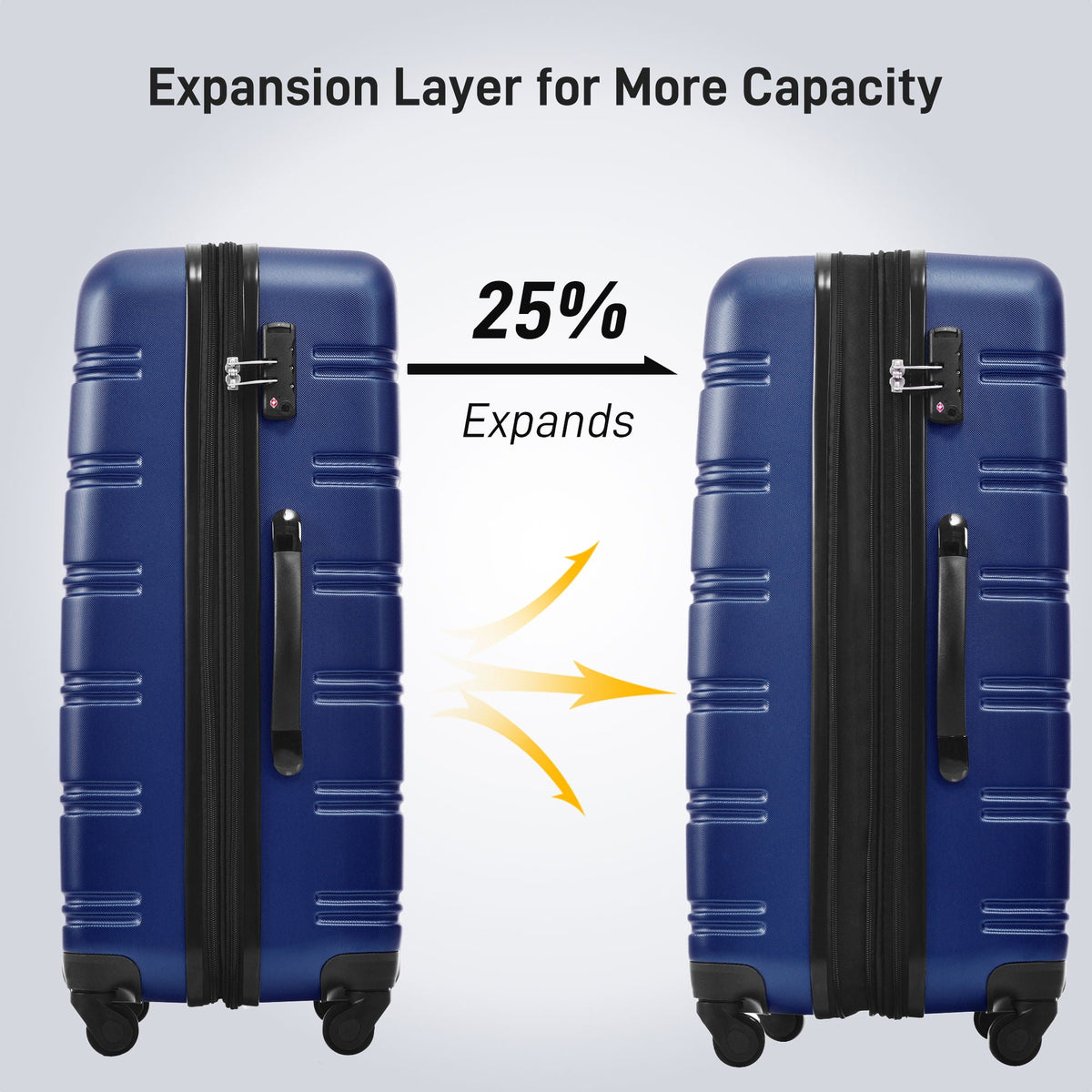 3 Piece Hardside Spinner Luggage Set with TSA Lock - Blue, Purple, Pink, Beige