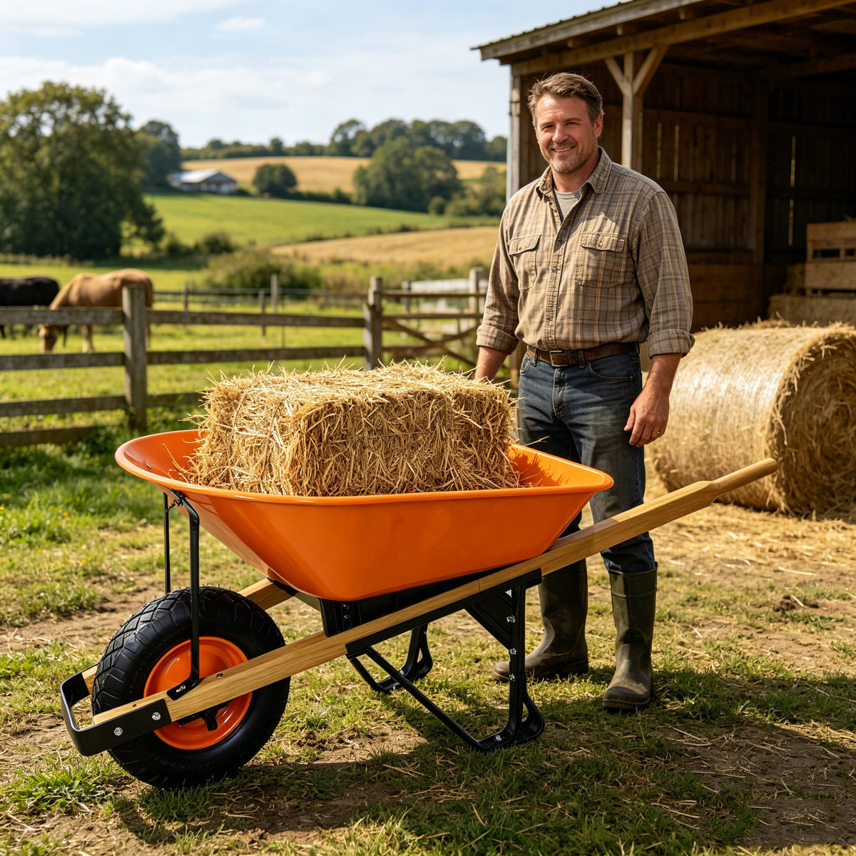 Steel Tray Wheel Barrow with Durable ABS+Steel Construction - Garden