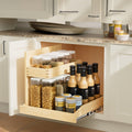 2 Tier Pull Out Under Sink Organizer with Full-Tension Slides - Natural Wood