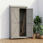Outdoor Storage Shed with Vertical Tool Cabinet - Solid Wood, Dark Gray or Light Brown
