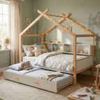House Bed With Bookshelf Storage and Integrated Shelves - White